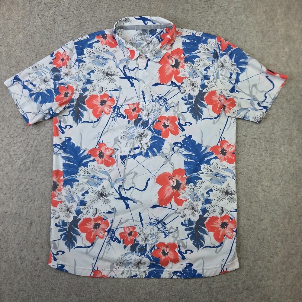 Puma MATTR Men's Golf Polo Floral White Glow Size M Lightweight Preppy